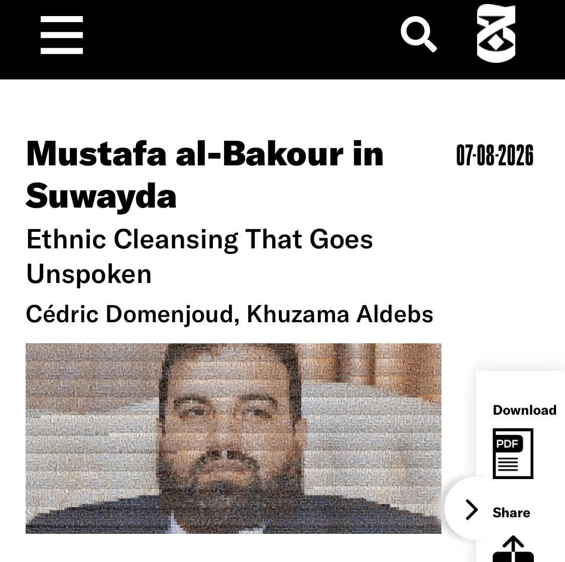 مصطفى البكور في السويداء وتطهير عرقي يجري في صمت